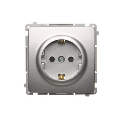 Simon Basic Gniazdo wtyczkowe z uziemieniem Schuko z przesłonami torów prądowych16A 250V zaciski śrubowe srebrny mat BMGSZ1Z.01/43 BMGSz1z.01/43 KONTAKT (BMGSz1z.01/43)