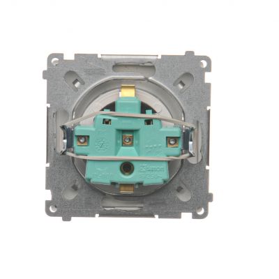 Simon Basic Gniazdo wtyczkowe z uziemieniem Schuko z przesłonami torów prądowych16A 250V zaciski śrubowe srebrny mat BMGSZ1Z.01/43 BMGSz1z.01/43 KONTAKT (BMGSz1z.01/43)