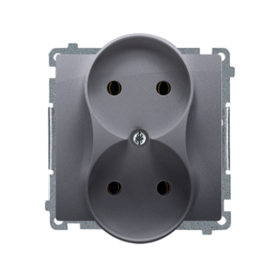 Simon Basic Gniazdo wtyczkowe podwójne bez uziemienia  Σ16A 250V zaciski śrubowe srebrny mat BMG2M.01/43 (BMG2M.01/43)