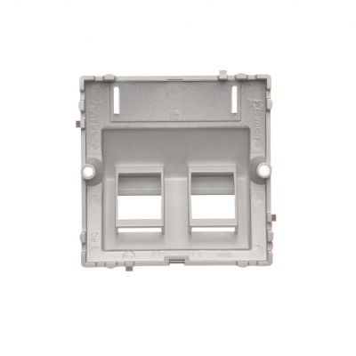 Simon Basic Pokrywa gniazd teleinformatycznych na Keystone skośna. Montaż gniazda na wkręty do puszki srebrny mat BMGKS2P/43 KONTAKT (BMGKS2P/43)