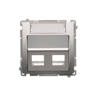 Simon Basic Pokrywa gniazd teleinformatycznych na Keystone skośna podwójna z polem opisowym. Montaż na łapki lub wkręty srebrny mat BMGKS2P.01/43 KONTAKT (BMGKS2P.01/43)