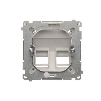 Simon Basic Pokrywa gniazd teleinformatycznych na Keystone skośna podwójna z polem opisowym. Montaż na łapki lub wkręty srebrny mat BMGKS2P.01/43 KONTAKT (BMGKS2P.01/43)