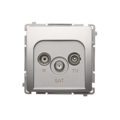 Simon Basic Gniazdo antenowe R-TV-SAT przelotowe 1x wejście: 5 MHz–24 GHz srebrny mat BMZAR-SAT10/P.01/43 KONTAKT (BMZAR-SAT10/P.01/43)