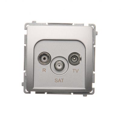 Simon Basic Gniazdo antenowe R-TV-SAT końcowe . 1x wejście: 5 MHz–24 GHz srebrny mat *Może być użyte jako gn.zakończ. do gn.przelot. R-TV-SAT BMZAR-SAT1.3/1.01/43 KONTAKT (BMZAR-SAT1.3/1.01/43)