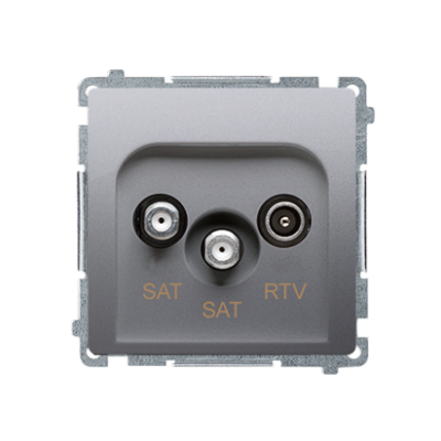 Simon Basic Gniazdo antenowe satelitarne podwójne końcowe SAT-SAT-RTV . 2xwejście: SAT: 5–2400 MHz RTV: 5–862 MHz srebrny mat BMZAR+SAT3.1-P2.01/43 KONTAKT (BMZAR+SAT3.1-P2.01/43)