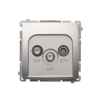 Simon Basic Gniazdo antenowe satelitarne podwójne końcowe SAT-SAT-RTV . 2xwejście: SAT: 5–2400 MHz RTV: 5–862 MHz srebrny mat BMZAR+SAT3.1-P2.01/43 KONTAKT (BMZAR+SAT3.1-P2.01/43)