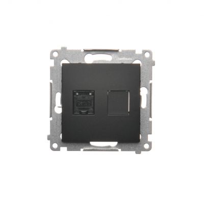 Simon 54 Gniazdo komputerowe pojedyncze RJ45 kategoria 6 z przesłoną przeciwkurzową czarny D61.01/49 KONTAKT (D61.01/49)