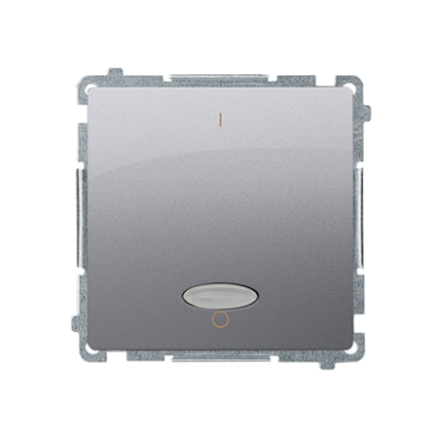 Simon Basic Łącznik dwubiegunowy z podświetleniem LED 10A 250V szybkozłączka srebrny mat BMW2L.01/43 KONTAKT (BMW2L.01/43)