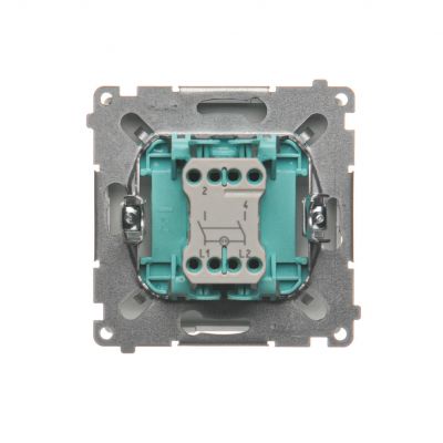 Simon Basic Łącznik dwubiegunowy z podświetleniem LED 10A 250V szybkozłączka srebrny mat BMW2L.01/43 KONTAKT (BMW2L.01/43)