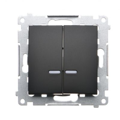 Simon 54 Łącznik świecznikowy z podświetleniem LED i do wersji IP44 16A 250V zaciski śrubowe czarny *Posiada wkładkę DU1W DW5ABL.01/49 KONTAKT (DW5ABL.01/49)