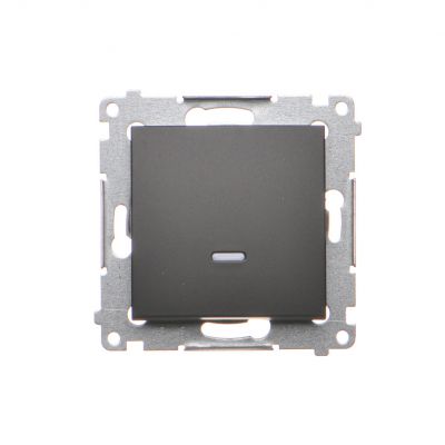 Simon 54 Przycisk pojedynczy zwierny z podświetleniem LED bez piktogramu 10A 250V szybkozłączka czarny DP1L.01/49 KONTAKT (DP1L.01/49)