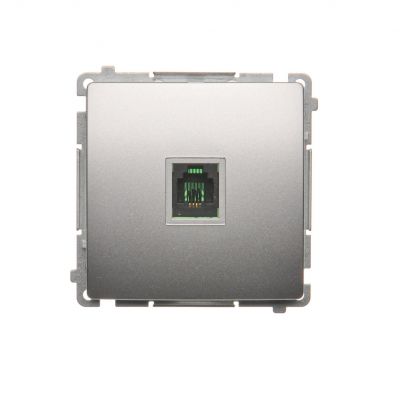 Simon Basic Gniazdo telefoniczne RJ11 uniwersalne pojedyncze . Montaż na łapki lub wkręty srebrny mat BMTU.01/43 KONTAKT (BMTU.01/43)