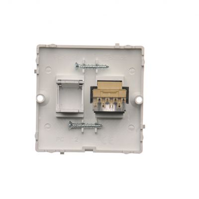 Simon Basic Gniazdo telefoniczne RJ11 . Montaż gniazda na wkręty do puszki srebrny mat BMTF1.02/43 KONTAKT (BMTF1.02/43)