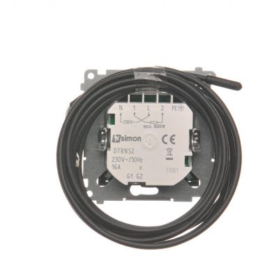 Simon 54 Regulator temperatury z wyświetlaczem z czujnikiem zewnętrznym 16(2) A 230V czarny *W komplecie czujnik zewnętrzny (sonda) DTRNSZ.01/49 KONTAKT (DTRNSZ.01/49)