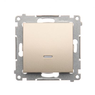 Simon 54 Łącznik pojedynczy jednobiegunowy z podświetleniem LED szybkozłączka złoty mat DW1L.01/44 KONTAKT (DW1L.01/44)