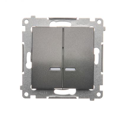 Simon 54 Łącznik świecznikowy z podświetleniem LED i do wersji IP44 10A 250V szybkozłączka antracyt *Posiada wkładkę DU1W DW5BL.01/48 KONTAKT (DW5BL.01/48)