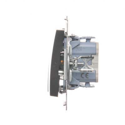 Simon 54 Łącznik świecznikowy z podświetleniem LED i do wersji IP44 10A 250V szybkozłączka antracyt *Posiada wkładkę DU1W DW5BL.01/48 KONTAKT (DW5BL.01/48)