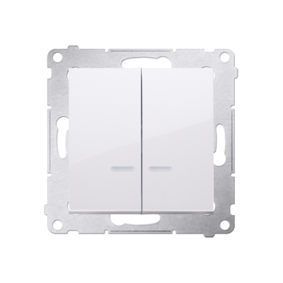 Simon 54 Łącznik świecznikowy z podświetleniem LED i do wersji IP44 16A 250V zaciski śrubowe biały *Posiada wkładkę DU1W DW5ABL.01/11 KONTAKT (DW5ABL.01/11)
