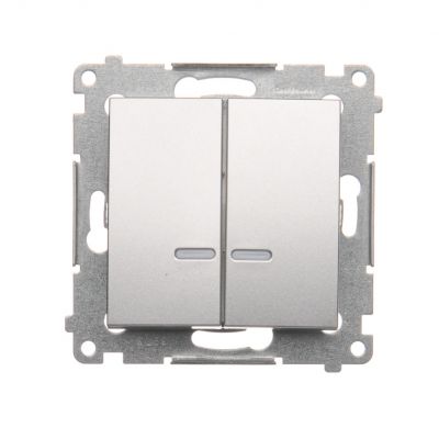 Simon 54 Łącznik świecznikowy z podświetleniem LED i do wersji IP44 16A 250V zaciski śrubowe srebrny mat *Posiada wkładkę DU1W DW5ABL.01/43 KONTAKT (DW5ABL.01/43)
