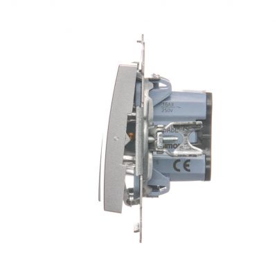 Simon 54 Łącznik świecznikowy z podświetleniem LED i do wersji IP44 16A 250V zaciski śrubowe srebrny mat *Posiada wkładkę DU1W DW5ABL.01/43 KONTAKT (DW5ABL.01/43)