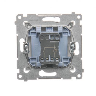 Simon 54 Łącznik świecznikowy z podświetleniem LED i do wersji IP44 16A 250V zaciski śrubowe srebrny mat *Posiada wkładkę DU1W DW5ABL.01/43 KONTAKT (DW5ABL.01/43)