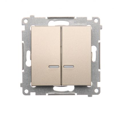 Simon 54 Łącznik świecznikowy z podświetleniem LED i do wersji IP44 16A 250V zaciski śrubowe złoty mat *Posiada wkładkę DU1W DW5ABL.01/44 KONTAKT (DW5ABL.01/44)