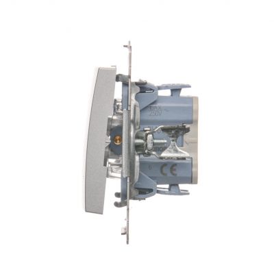 Simon 54 Łącznik schodowy 10A 250V szybkozłączka srebrny mat DW6.01/43 KONTAKT (DW6.01/43)