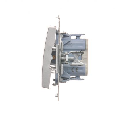 Simon 54 Łącznik schodowy z podświetleniem LED 10A 250V szybkozłączka srebrny mat DW6L.01/43 KONTAKT (DW6L.01/43)