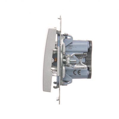 Simon 54 Łącznik schodowy z podświetleniem LED 16A 250V zaciski śrubowe srebrny mat DW6AL.01/43 KONTAKT (DW6AL.01/43)