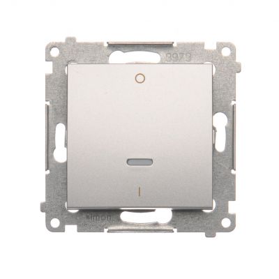 Simon 54 Łącznik dwubiegunowy z podświetleniem LED 10A 250V szybkozłączka srebrny mat DW2L.01/43 KONTAKT (DW2L.01/43)