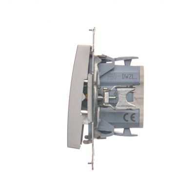Simon 54 Łącznik dwubiegunowy z podświetleniem LED 10A 250V szybkozłączka srebrny mat DW2L.01/43 KONTAKT (DW2L.01/43)