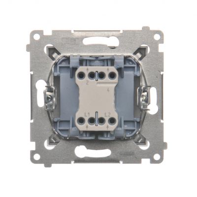 Simon 54 Łącznik dwubiegunowy z podświetleniem LED 10A 250V szybkozłączka srebrny mat DW2L.01/43 KONTAKT (DW2L.01/43)