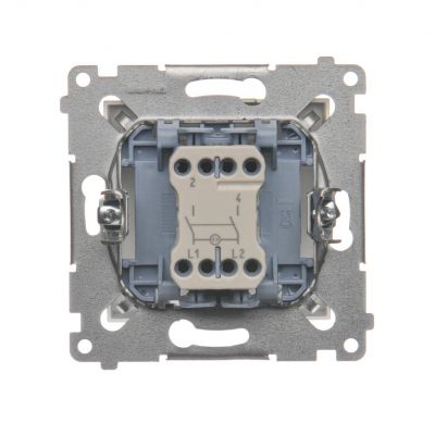 Simon 54 Łącznik dwubiegunowy z podświetleniem LED 10A 250V szybkozłączka złoty mat DW2L.01/44 KONTAKT (DW2L.01/44)