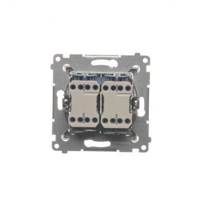 Simon 54 Łącznik roletowy podwójny 10A 250V szybkozłączka. W komplecie z pierścieniem dekoracyjnym srebrny mat DZW2.01/43 KONTAKT (DZW2.01/43)