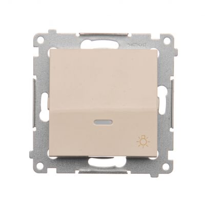 Simon 54 Przycisk „światło” z podświetleniem LED 10A 250V szybkozłączka kremowy DS1L.01/41 KONTAKT (DS1L.01/41)