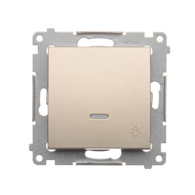 Simon 54 Przycisk „światło” z podświetleniem LED 10A 250V szybkozłączka złoty mat DS1L.01/44 KONTAKT (DS1L.01/44)