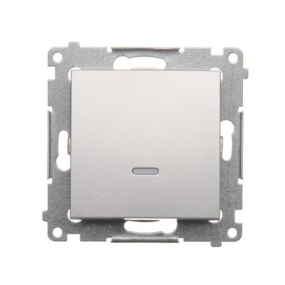 Simon 54 Przycisk pojedynczy zwierny z podświetleniem LED bez piktogramu 10A 250V szybkozłączka srebrny mat DP1L.01/43 KONTAKT (DP1L.01/43)