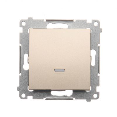 Simon 54 Przycisk pojedynczy zwierny z podświetleniem LED bez piktogramu 10A 250V szybkozłączka złoty mat DP1L.01/44 KONTAKT (DP1L.01/44)