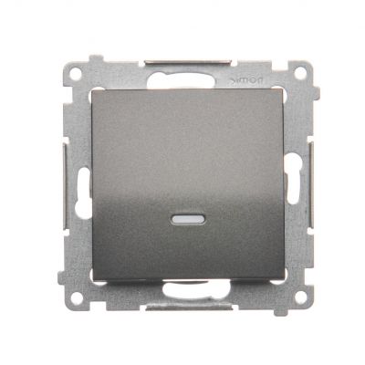 Simon 54 Przycisk pojedynczy zwierny z podświetleniem LED bez piktogramu 16A 250V zaciski śrubowe antracyt DP1AL.01/48 KONTAKT (DP1AL.01/48)