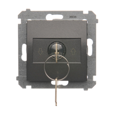 Simon 54 Łącznik na kluczyk roletowy 1-bieg. 3 pozycyjny „I-0-II" 2 styki N/O 5A 250. Możliwość wyjęcia klucza w każdej pozycji antracyt DWZK.01/48 KONTAKT (DWZK.01/48)