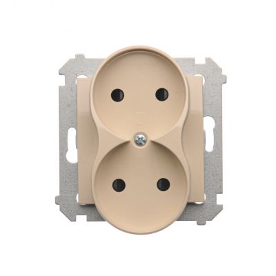 Simon 54 Gniazdo wtyczkowe bez uziemienia z przesłonami podwójne 16A 250V zaciski śrubowe kremowy *Do ramek S54 PREMIUM DG2MZ.01/41 KONTAKT (DG2MZ.01/41)