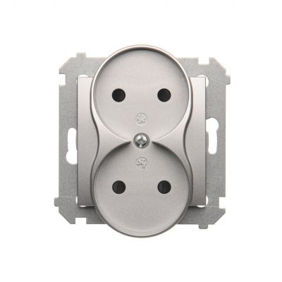 Simon 54 Gniazdo wtyczkowe bez uziemienia z przesłonami podwójne 16A 250V zaciski śrubowe srebrny mat *Do ramek S54 PREMIUM DG2MZ.01/43 KONTAKT (DG2MZ.01/43)