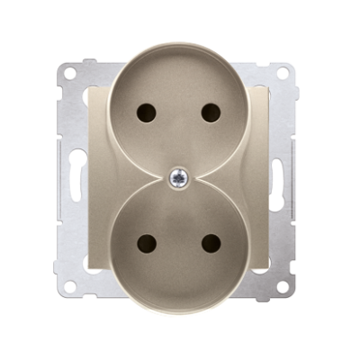 Simon 54 Gniazdo wtyczkowe bez uziemienia z przesłonami podwójne 16A 250V zaciski śrubowe złoty mat *Do ramek S54 PREMIUM DG2MZ.01/44 KONTAKT (DG2MZ.01/44)