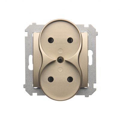 Simon 54 Gniazdo wtyczkowe bez uziemienia z przesłonami podwójne 16A 250V zaciski śrubowe złoty mat *Do ramek S54 PREMIUM DG2MZ.01/44 KONTAKT (DG2MZ.01/44)