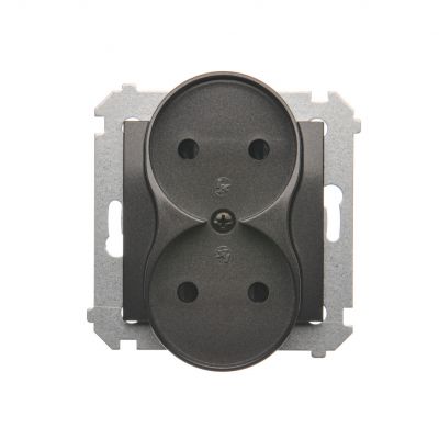 Simon 54 Gniazdo wtyczkowe bez uziemienia z przesłonami podwójne 16A 250V zaciski śrubowe antracyt *Do ramek S54 PREMIUM DG2MZ.01/48 KONTAKT (DG2MZ.01/48)