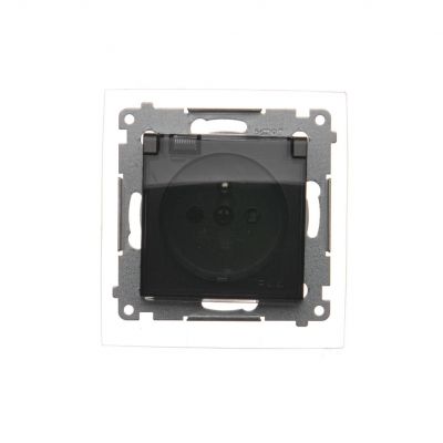 Simon 54 Gniazdo wtyczkowe do wersji IP44 Z USZCZELKĄ 16A 250V zaciski śrubowe klapka transparentna antracyt *Uszczelka do ramek S54 PREMIUM DGZ1BZ.01/48A KONTAKT (DGZ1BZ.01/48A)