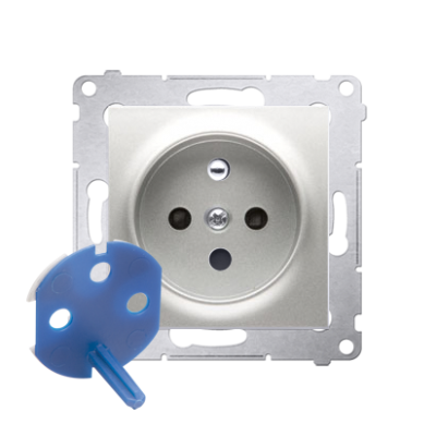 Simon 54 Gniazdo DATA z kluczem uprawniającym 16A 250V zaciski śrubowe srebrny mat DGD1.01/43 KONTAKT (DGD1.01/43)