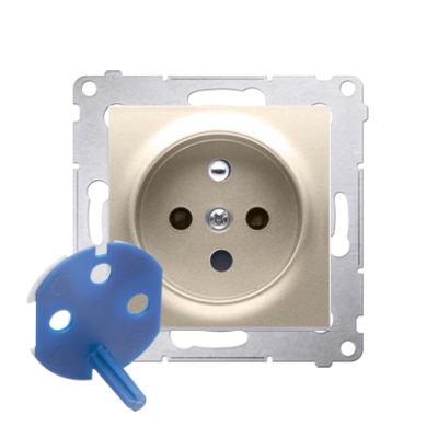 Simon 54 Gniazdo DATA z kluczem uprawniającym 16A 250V zaciski śrubowe złoty mat DGD1.01/44 KONTAKT (DGD1.01/44)