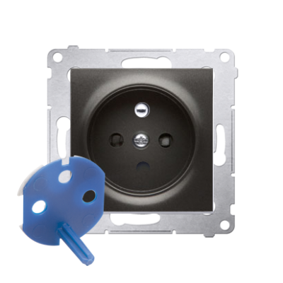 Simon 54 Gniazdo DATA z kluczem uprawniającym 16A 250V zaciski śrubowe antracyt DGD1.01/48 KONTAKT (DGD1.01/48)