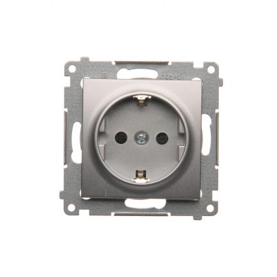 Gniazdo Schuko z przesłonami (moduł) 16A, 250V~, zaciski śrubowe; srebrny (met.) DGSz1Z.01/43 KONTAKT (DGSz1Z.01/43)